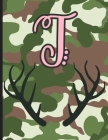 T: Camouflage Monogram Initial T Notebook for Girls - 8.5