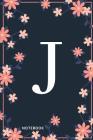 J Notebook: Monogram Initial J Notebook for Women and Girls, Pink & Blue Floral Cover By Sophia Colombo Cover Image