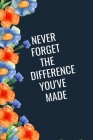 Never Forget The Difference You've Made: Personalized Gift For Principal Appreciation- Gift For Principal From Students & Teachers- End Of Year Gift- By Sharyat Press Cover Image