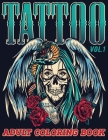 Tattoo: Adult Coloring Book Volume 1 A Coloring Book for Adults Relaxation with Awesome Modern Tattoo Designs such as Skulls, By Mezzo Zentangle Designs Cover Image