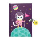 Space Cat Glow-in-the-Dark Locked Diary Cover Image