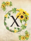 X: Monogram Initial X Notebook for Women and Girls- 8.5