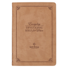 NLT Holy Bible Everyday Devotional Bible for Men New Living Translation, Vegan Leather, Tan Debossed Cover Image