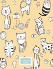 Notebook: Cute cat on yellow cover and Dot Graph Line Sketch pages, Extra large (8.5 x 11) inches, 110 pages, White paper, Sketc Cover Image