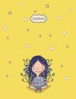 Notebook: Bookworm girl on yellow cover and Dot Graph Line Sketch pages, Extra large (8.5 x 11) inches, 110 pages, White paper, By Dim Ple Cover Image
