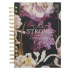Christian Art Gifts Journal W/Scripture for Women Be Strong and Courageous Joshua 1:9 Bible Verse Plum Floral 192 Ruled Pages, Large Hardcover Noteboo Cover Image