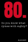 80 Do you know what rymes with eighty? Ancient.: 80th Birthday Gifts Men Women so much better than a card By Coppenct V. T. Clarke Cover Image