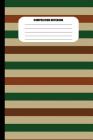Composition Notebook: Horizontal Stripes in Green, Brown and Orange (100 Pages, College Ruled) Cover Image