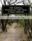 200 Addition Worksheets with Three 4-Digit Addends: Math Practice Workbook Cover Image