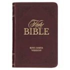 KJV Holy Bible, Mini Pocket Size, Faux Leather Red Letter Edition - Ribbon Marker, King James Version, Burgundy Cover Image