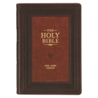 KJV Study Bible, Large Print King James Version Holy Bible, Thumb Tabs, Ribbons, Faux Leather Burgundy/Toffee Debossed Cover Image
