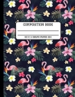 Composition Book Graph Paper 4x4: Trendy Tropical Flamingo Jungle Back to School Quad Writing Notebook for Students and Teachers in 8.5 x 11 Inches By Full Spectrum Publishing Cover Image