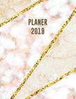 Planer 2019: Trendy Wochenplaner - Blau Rosa Und Goldener Marmor Mit Mosaik-Linien Design - Monatsplaner Mit Raum Für Notizen By Sandro Ink Cover Image