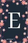 E Notebook: Monogram Initial E Notebook for Women and Girls, Pink & Blue Floral Cover By Sophia Colombo Cover Image