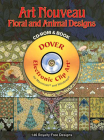 Art Nouveau Floral and Animal Designs [With CD-ROM] (Dover Electronic Clip Art) By M. P. Verneuil Cover Image