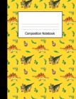 Composition Notebook: Wide Ruled Kids Writing Book Dinosaurs on Yellow Design Cover By Lark Designs Publishing Cover Image