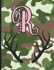 R: Camouflage Monogram Initial R Notebook for Girls - 8.5