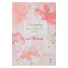 NLT Holy Bible Everyday Devotional Bible for Women New Living Translation, Pink Printed Floral Cover Image