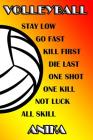 Volleyball Stay Low Go Fast Kill First Die Last One Shot One Kill Not Luck All Skill Anika: College Ruled Composition Book By Shelly James Cover Image