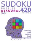 Sudoku Puzzles: 420 Diagonal Sudoku Puzzles 9x9 (Easy, Medium, Hard, Super Hard), Volume 5 By Kiboko Cover Image