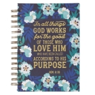 Christian Art Gifts Journal W/Scripture in All Things Romans 8:28 Bible Verse Blue Floral 192 Ruled Pages, Large Hardcover Notebook, Wire Bound By Christian Art Gifts (Created by) Cover Image