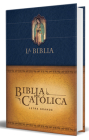 Biblia Católica letra grande, tapa dura azul con la Virgen de Guadalupe Cover Image