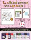 Prácticas con laberintos imprimibles (Laberintos - Volumen 1): (25 fichas imprimibles con laberintos a todo color para niños de preescolar/infantil) Cover Image