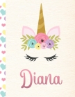 Diana: Personalized Unicorn Sketchbook For Girls With Pink Name - 8.5x11 110 Pages. Doodle, Sketch, Create! Cover Image