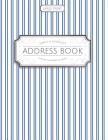 Large Print Address Book: Blue Pinstripes Cover Image