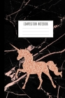 Composition Notebook: Rose Gold Unicorn and Smooth Black Marble and Rose Gold Notebook for Girls, Kids, School, Students and Teachers (Wide By Unicorn Composition Notebook Cover Image