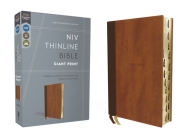 Niv, Thinline Bible, Giant Print, Leathersoft, Brown, Red Letter, Thumb Indexed, Comfort Print By Zondervan Cover Image