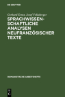 Sprachwissenschaftliche Analysen Neufranzösischer Texte (Romanistische Arbeitshefte #27) Cover Image
