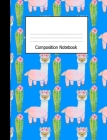 Composition Notebook: Wide Ruled Notebook Cute Llama Cactus on Blue Design Cover By Lark Designs Publishing Cover Image