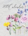 2019 Calendar: Watercolour Flowers with Inspirational Quotes on White Concrete Wall Cover Cover Image
