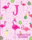 Composition Notebook J: Pink Flamingo Initial J Composition Wide Ruled Notebook Cover Image