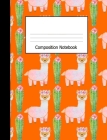 Composition Notebook: Wide Ruled Notebook Llama Cactus Pattern Orange Design Cover By Lark Designs Publishing Cover Image