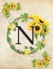 N: Monogram Initial N Notebook for Women and Girls- 8.5