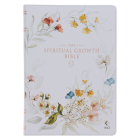 The Spiritual Growth Bible, Study Bible, NLT - New Living Translation Holy Bible, Faux Leather, White Printed Floral Cover Image