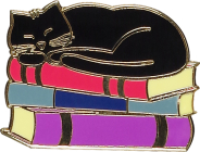 Cat with Books Hard Enamel Pin (Cloisonne Pin) Cover Image