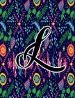L: Monogram Initial L Notebook for Women, Girls and School, Midnight Floral 8.5 x 11 Inch Composition Notebook By Smile More Stationary Cover Image