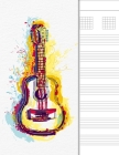 Guitar Tab Notebook: 6 String Chord and Tablature Staff Music Paper, Watercolor Guitar Cover By Amadeus Publications Cover Image