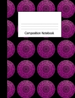 Composition Notebook: Wide Ruled Writing Book Purple Mandala Pattern on Black Design Cover By Lark Designs Publishing Cover Image