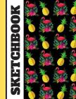 Sketchbook: Funky Bright Pineapple and Flamingo Tropical Summer Themed Art Gift - Sketchbook Drawing Pad for Kids and Teens By Blue Havana Press Cover Image