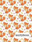 Sketchbook: Fox with Flowers Fun Framed Drawing Paper Notebook By Sparks Sketches Cover Image