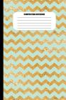 Composition Notebook: Gold Metallic and Mint Green Zig Zags (100 Pages, College Ruled) Cover Image