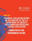 Technical Evaluation Report on the Content of the U.S. Department of Energy's Yucca Mountain Repository License Application: Administrative and Progra By U. S. Nuclear Regulatory Commission Cover Image