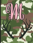 M: Camouflage Monogram Initial M Notebook for Girls - 8.5