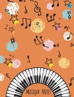 Musique Notes: Carnet de partitions vierge couleur Orange - papier manuscrit - 11 portées par page - pas de clef - 120 pages - grande By Galaxy Books Cover Image