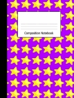 Composition Notebook: Wide Ruled Writing Book Yellow Stars on Purple Design Cover Cover Image