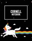Cornell Notebook: Cute Unicorn Black, Note Taking Notebook, Cornell Note Taking System Book, US Letter 120 Pages Large Size 8.5